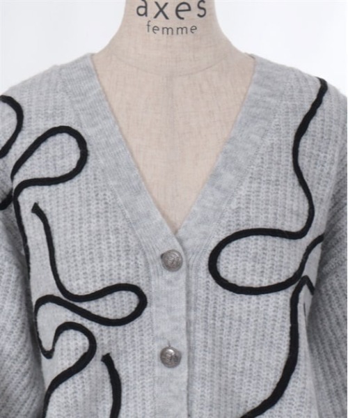axes femme（アクシーズファム）の「リボンテープ風刺繍ニットカーディガン（カーディガン/ボレロ・レディース・杢グレー/ブラック/ベージュ・FREE）」の12枚目の写真