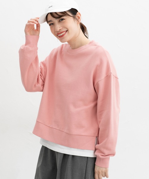 Honeys（ハニーズ）の「ショート丈ゆるスウェット（スウェット・レディース・イエロー/オフホワイト/ブラック/ピンク/杢グレー・L/S/M）」の5枚目の写真