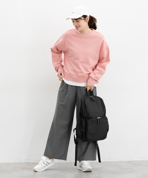 Honeys（ハニーズ）の「ショート丈ゆるスウェット（スウェット・レディース・イエロー/オフホワイト/ブラック/ピンク/杢グレー・L/S/M）」の11枚目の写真