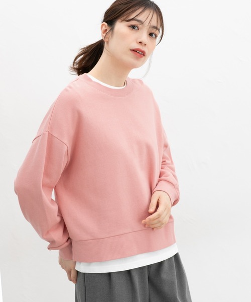 Honeys（ハニーズ）の「ショート丈ゆるスウェット（スウェット・レディース・イエロー/オフホワイト/ブラック/ピンク/杢グレー・L/S/M）」の13枚目の写真