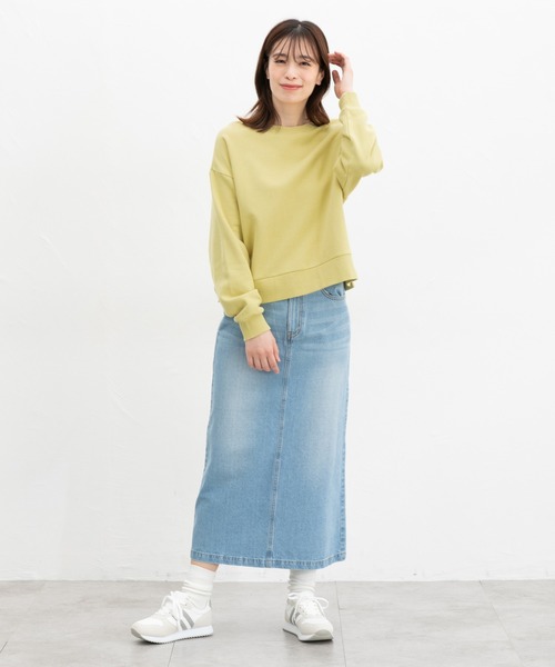 Honeys（ハニーズ）の「ショート丈ゆるスウェット（スウェット・レディース・イエロー/オフホワイト/ブラック/ピンク/杢グレー・L/S/M）」の14枚目の写真