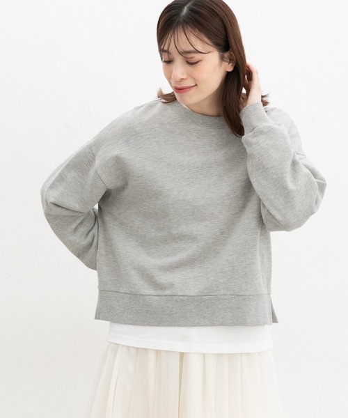 Honeys（ハニーズ）の「ショート丈ゆるスウェット（スウェット・レディース・イエロー/オフホワイト/ブラック/ピンク/杢グレー・L/S/M）」の18枚目の写真