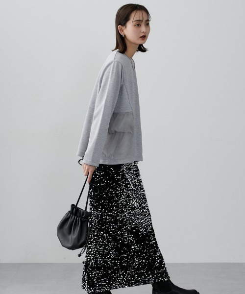 nissen（ニッセン）の「サイドフリルトップス（Tシャツ/カットソー・レディース・ブラック/グレー/ベージュ・LL/L/M/S）」の6枚目の写真