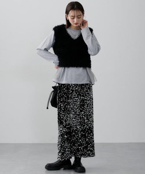 nissen（ニッセン）の「サイドフリルトップス（Tシャツ/カットソー・レディース・ブラック/グレー/ベージュ・LL/L/M/S）」の8枚目の写真