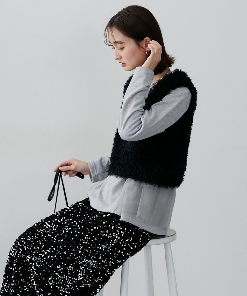 nissen（ニッセン）の「サイドフリルトップス（Tシャツ/カットソー・レディース・ブラック/グレー/ベージュ・LL/L/M/S）」の9枚目の写真