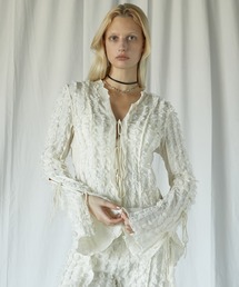 PRANK PROJECT | 【2025 Spring Pre-Order】フリンジジャガードフリルカーデ / Fringe Jacquard Frill Cardigan(カーディガン/ボレロ)