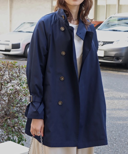 libelle more(リベル モア)の「E/ツイル スタンドカラー コート(その他アウター・レディース・ネイビー/モカ/グレイッシュベージュ/ブラック/ライトカーキ・L/M)」の1枚目の写真