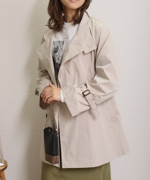 libelle more(リベル モア)の「E/ツイル スタンドカラー コート(その他アウター・レディース・ネイビー/モカ/グレイッシュベージュ/ブラック/ライトカーキ・L/M)」の4枚目の写真