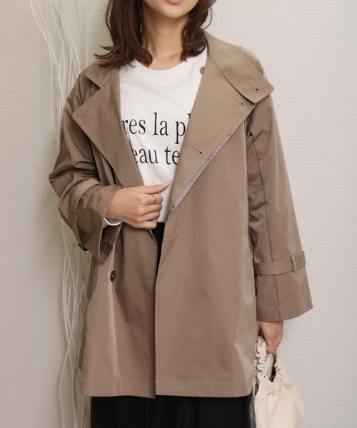 libelle more(リベル モア)の「E/ツイル スタンドカラー コート(その他アウター・レディース・ネイビー/モカ/グレイッシュベージュ/ブラック/ライトカーキ・L/M)」の3枚目の写真