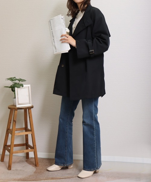 libelle more(リベル モア)の「E/ツイル スタンドカラー コート(その他アウター・レディース・ネイビー/モカ/グレイッシュベージュ/ブラック/ライトカーキ・L/M)」の6枚目の写真
