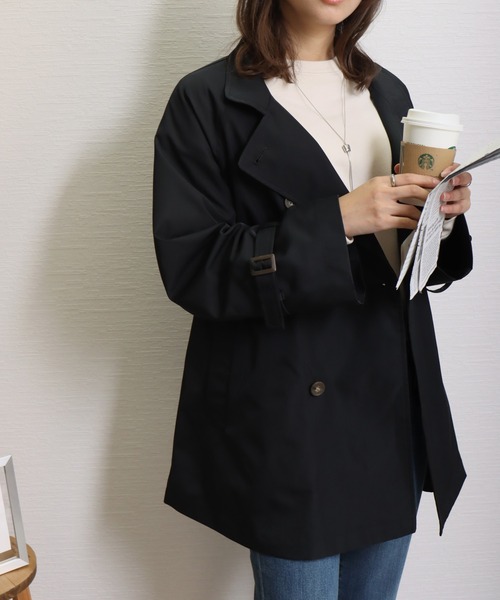 libelle more(リベル モア)の「E/ツイル スタンドカラー コート(その他アウター・レディース・ネイビー/モカ/グレイッシュベージュ/ブラック/ライトカーキ・L/M)」の10枚目の写真