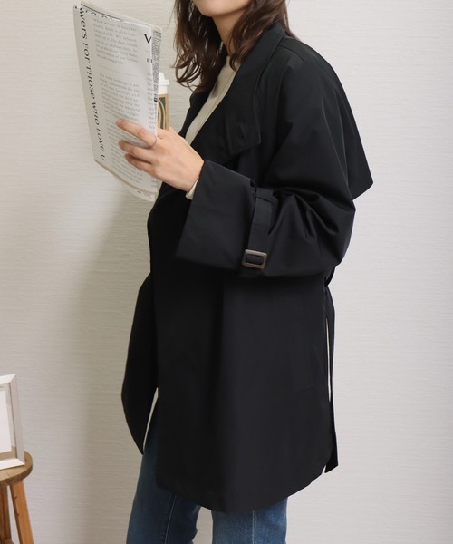 libelle more(リベル モア)の「E/ツイル スタンドカラー コート(その他アウター・レディース・ネイビー/モカ/グレイッシュベージュ/ブラック/ライトカーキ・L/M)」の8枚目の写真