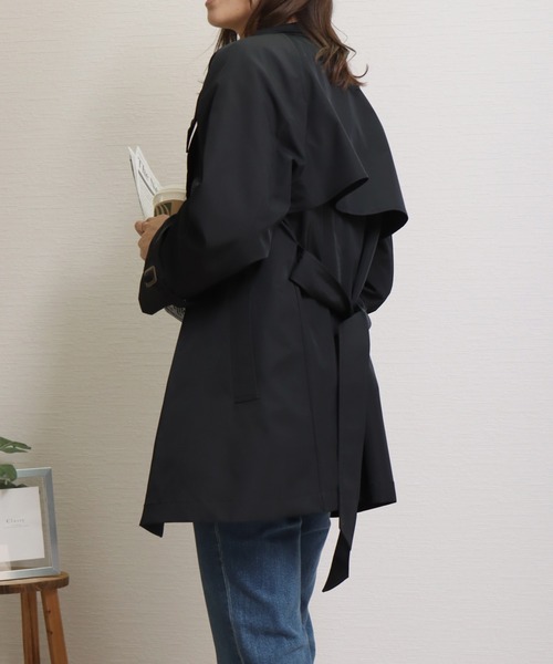 libelle more(リベル モア)の「E/ツイル スタンドカラー コート(その他アウター・レディース・ネイビー/モカ/グレイッシュベージュ/ブラック/ライトカーキ・L/M)」の9枚目の写真