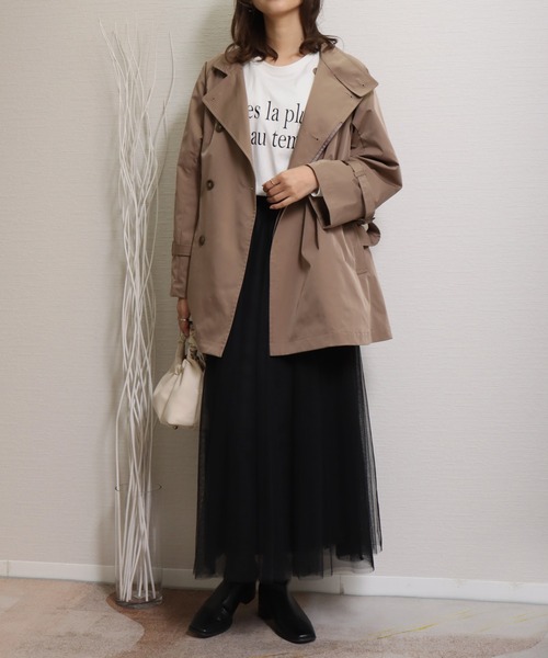 libelle more(リベル モア)の「E/ツイル スタンドカラー コート(その他アウター・レディース・ネイビー/モカ/グレイッシュベージュ/ブラック/ライトカーキ・L/M)」の12枚目の写真