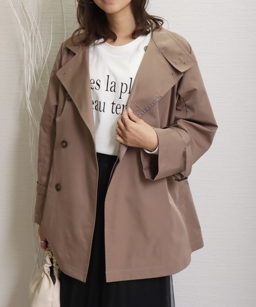 libelle more(リベル モア)の「E/ツイル スタンドカラー コート(その他アウター・レディース・ネイビー/モカ/グレイッシュベージュ/ブラック/ライトカーキ・L/M)」の14枚目の写真