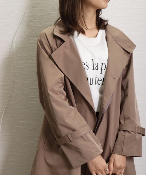 libelle more(リベル モア)の「E/ツイル スタンドカラー コート(その他アウター・レディース・ネイビー/モカ/グレイッシュベージュ/ブラック/ライトカーキ・L/M)」の17枚目の写真