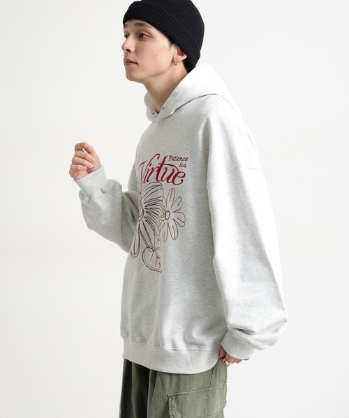 RAGEBLUE（レイジブルー）の「フラワー刺繍/ヘビーウェイト/裏毛スウェットパーカー（パーカー・メンズ・ブラック/アイボリー/ブラウン/ライトグレー・MEDIUM/LARGE）」の13枚目の写真