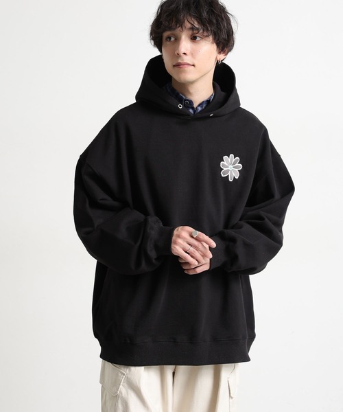 RAGEBLUE（レイジブルー）の「フラワー刺繍/ヘビーウェイト/裏毛スウェットパーカー（パーカー・メンズ・ブラック/アイボリー/ブラウン/ライトグレー・MEDIUM/LARGE）」の18枚目の写真
