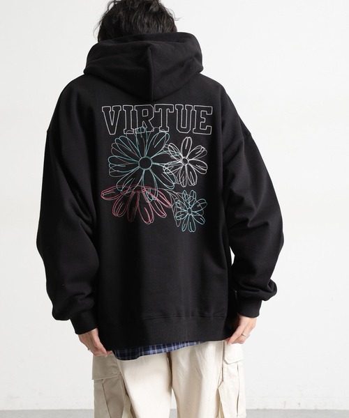RAGEBLUE（レイジブルー）の「フラワー刺繍/ヘビーウェイト/裏毛スウェットパーカー（パーカー・メンズ・ブラック/アイボリー/ブラウン/ライトグレー・MEDIUM/LARGE）」の19枚目の写真