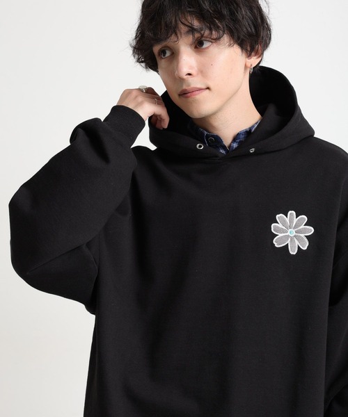 RAGEBLUE（レイジブルー）の「フラワー刺繍/ヘビーウェイト/裏毛スウェットパーカー（パーカー・メンズ・ブラック/アイボリー/ブラウン/ライトグレー・MEDIUM/LARGE）」の20枚目の写真