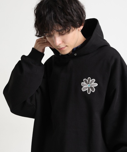 RAGEBLUE（レイジブルー）の「フラワー刺繍/ヘビーウェイト/裏毛スウェットパーカー（パーカー・メンズ・ブラック/アイボリー/ブラウン/ライトグレー・MEDIUM/LARGE）」の21枚目の写真