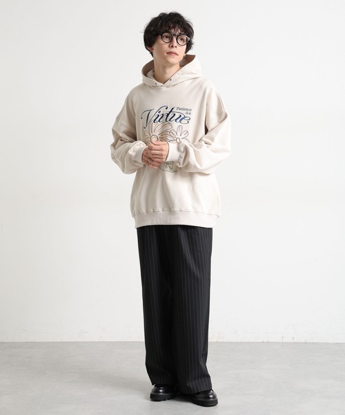 RAGEBLUE（レイジブルー）の「フラワー刺繍/ヘビーウェイト/裏毛スウェットパーカー（パーカー・メンズ・ブラック/アイボリー/ブラウン/ライトグレー・MEDIUM/LARGE）」の5枚目の写真