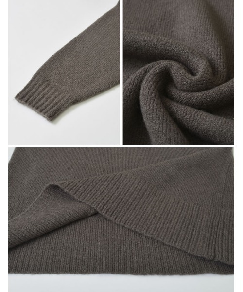 [低身長サイズ有][体型カバー][洗濯機で洗える]Vネックブークレニットワンピース（ワンピース）｜Re:EDIT（リエディ）