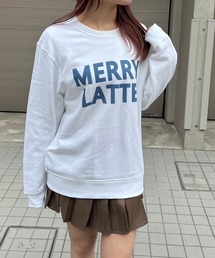 【軽量】ブルーテキストステッチデザイントレーナー スウェット