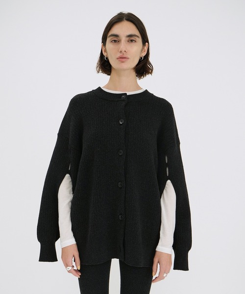 トップス CLANE W FACE COLOR MIX HOLE SLEEVE C/D セール】W FACE COLOR MIX HOLE SLEEVE C/D（カーディガン