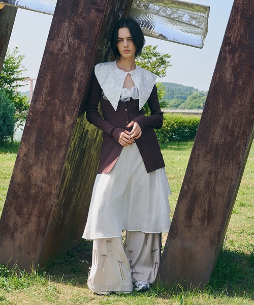 セール】スパンコール刺繍フラワーBIGフレア衿（付け襟）｜LA BELLE