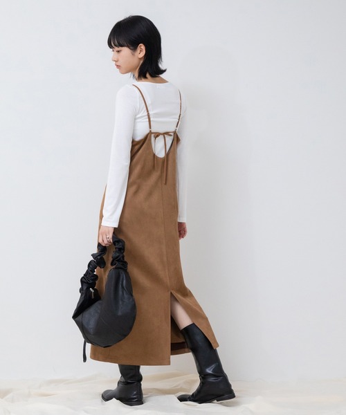HEILIS(ヘイリス)の「ヘンリーネックロングTシャツ / 長袖 ロンT クロップド ショート丈 カットソー レディース 白 黒 グレー 秋服 冬服 春服 透け感(Tシャツ/カットソー・レディース・ホワイト/グレー/ブラック・FREE)」の8枚目の写真