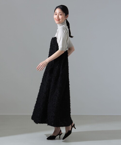 Demi-Luxe BEAMS（デミルクス ビームス）の「シャギー ジャカード キャミソールワンピース［手洗い可］（ワンピース・レディース・ブラック・ONE SIZE）」の10枚目の写真