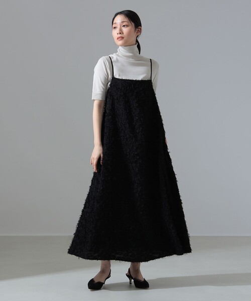 Demi-Luxe BEAMS（デミルクス ビームス）の「シャギー ジャカード キャミソールワンピース［手洗い可］（ワンピース・レディース・ブラック・ONE SIZE）」の8枚目の写真