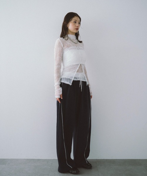 HANNE(アン)の「サイドラインスウェットパンツ(スラックス・レディース・ネイビー/グレー・FREE)」の5枚目の写真