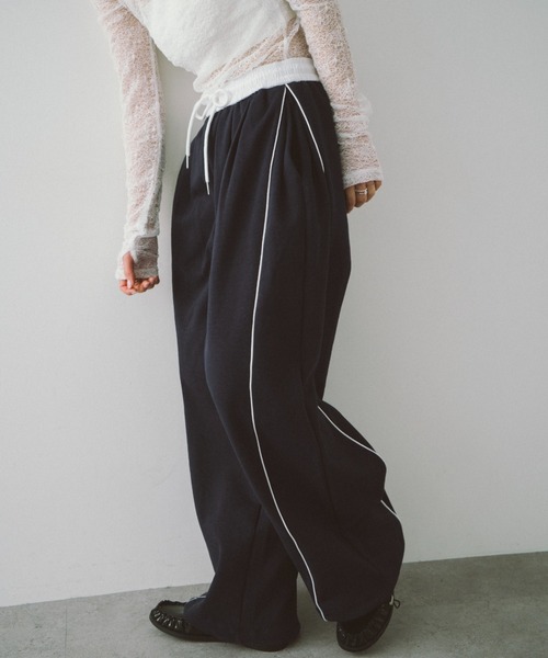 HANNE(アン)の「サイドラインスウェットパンツ(スラックス・レディース・ネイビー/グレー・FREE)」の3枚目の写真