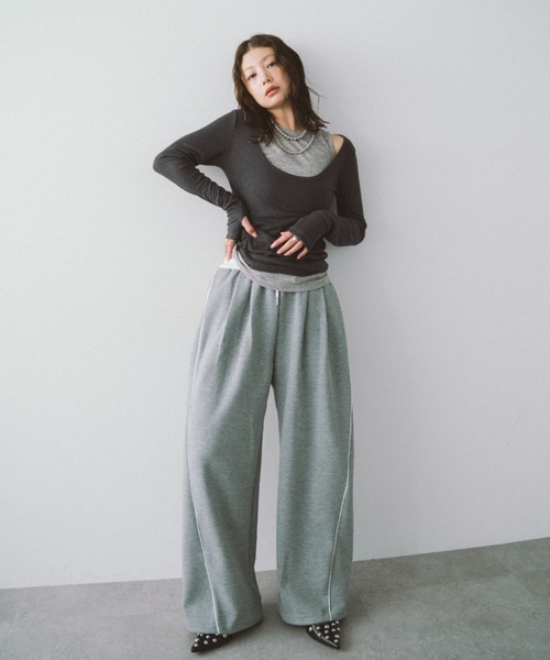 HANNE(アン)の「サイドラインスウェットパンツ(スラックス・レディース・ネイビー/グレー・FREE)」の16枚目の写真
