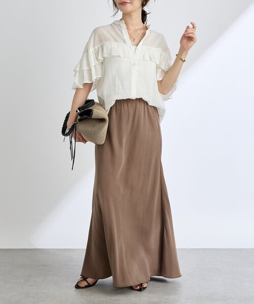 RIVE DROITE（リヴドロワ）の「【セットアップ可】ガーメントダイバイヤススカート（スカート・レディース・チャコールグレー/ライトグレー/ベージュ/ブラウン・36/38）」の19枚目の写真