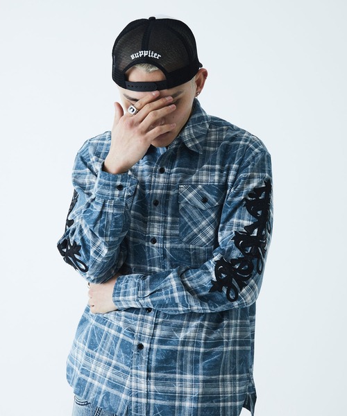 キャップ｜Cross Leather Patch Mesh Cap｜SUPPLIER（キャップ