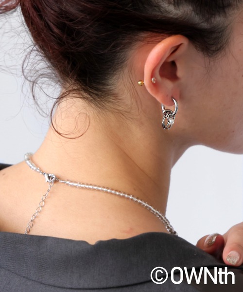 パールの♡ピアス　（両耳） 2WAYノットデザインパールピアス（ピアス（両耳用））｜OWNth