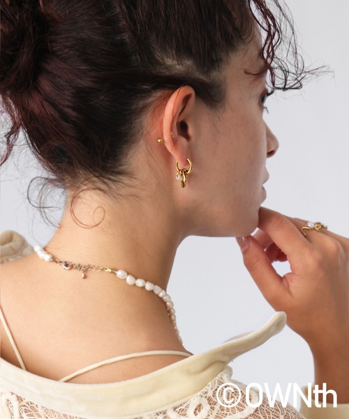パールの♡ピアス　（両耳） 2WAYノットデザインパールピアス（ピアス（両耳用））｜OWNth