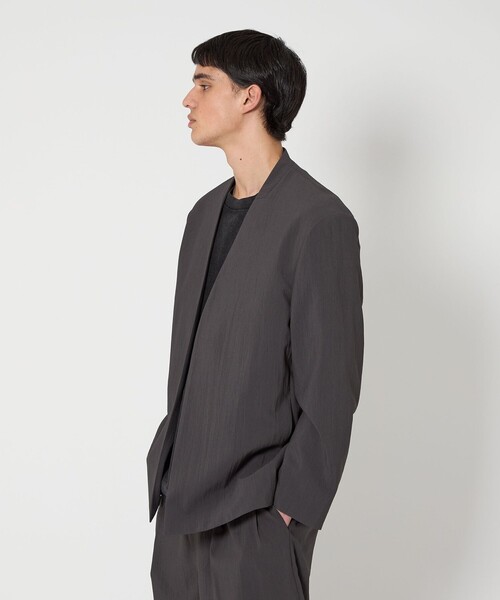MONKEY TIME（モンキータイム）の「RENU TROシリーズ ラペルレス ジャケット  -セットアップ対応-（テーラードジャケット・メンズ・ネイビー/ブラック/ダークグレー・S/M/L/XL）」の9枚目の写真