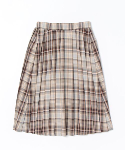 STYLEBLOCK(スタイルブロック)の「先染めチェックミディプリーツスカート(スカート・レディース・ベージュ/ネイビー/レッド・M)」の1枚目の写真