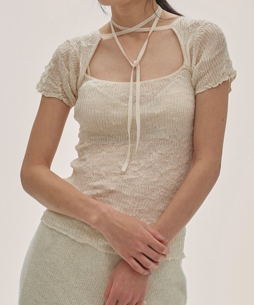 TODAYFULトゥデイフル　シアーカーディガン　ノースリーブ 　ホワイト TODAYFUL/トゥデイフル】2set Sheer Knit/シアーニット