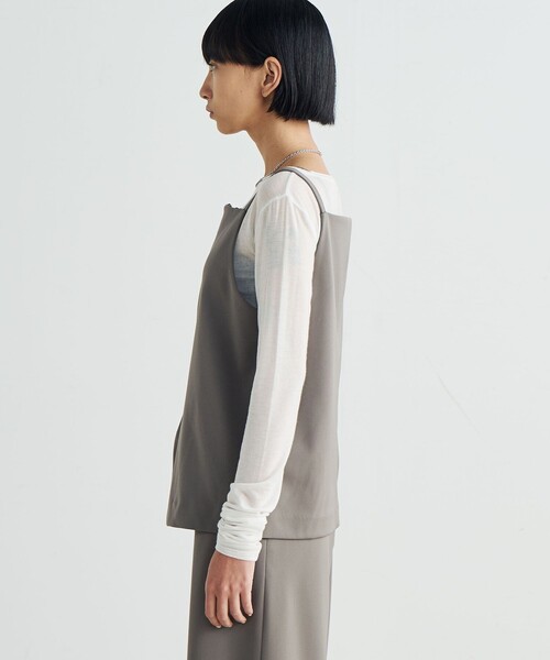 EDITION(エディション)の「カルゼジャージー ジップトップス(シャツ/ブラウス・レディース・ブラック/キャメル・36/34)」の5枚目の写真