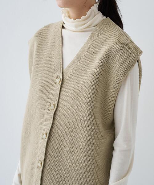 cloenc（クロエンス）の「【手洗い可】ミドルゲージニットジレ（ベスト・レディース・ナチュラル/チャコールグレー/ホワイト・02）」の18枚目の写真