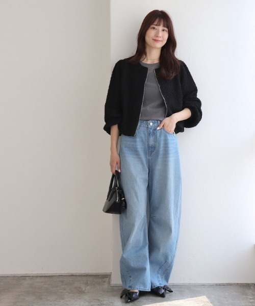Pierrot(ピエロ)の「クルーネックフレアスリーブシアーカットソー(Tシャツ/カットソー・レディース・ブラック系その他/ブルー系その他/グレー系その他/アイボリー系/ブラック系その他2・L/M)」の19枚目の写真