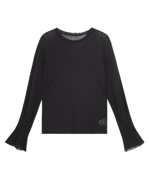 Pierrot(ピエロ)の「クルーネックフレアスリーブシアーカットソー(Tシャツ/カットソー・レディース・ブラック系その他/ブルー系その他/グレー系その他/アイボリー系/ブラック系その他2・L/M)」の12枚目の写真