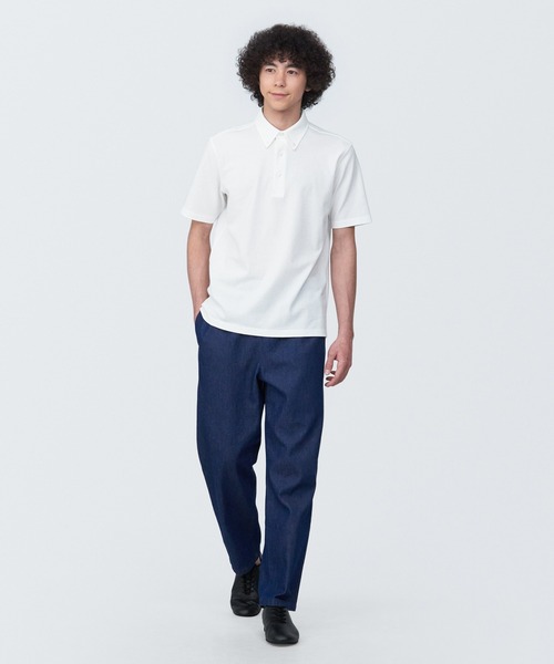 無印良品（ムジルシリョウヒン）の「紳士　涼感ＵＶカット鹿の子編みボタンダウン半袖ポロシャツ（ポロシャツ・メンズ・ホワイト/ライトグレー/ダークネイビー/ネイビー/ブラック・S/L/XL/M）」の6枚目の写真