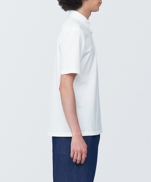 無印良品（ムジルシリョウヒン）の「紳士　涼感ＵＶカット鹿の子編みボタンダウン半袖ポロシャツ（ポロシャツ・メンズ・ホワイト/ライトグレー/ダークネイビー/ネイビー/ブラック・S/L/XL/M）」の7枚目の写真