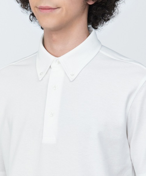 無印良品（ムジルシリョウヒン）の「紳士　涼感ＵＶカット鹿の子編みボタンダウン半袖ポロシャツ（ポロシャツ・メンズ・ホワイト/ライトグレー/ダークネイビー/ネイビー/ブラック・S/L/XL/M）」の9枚目の写真